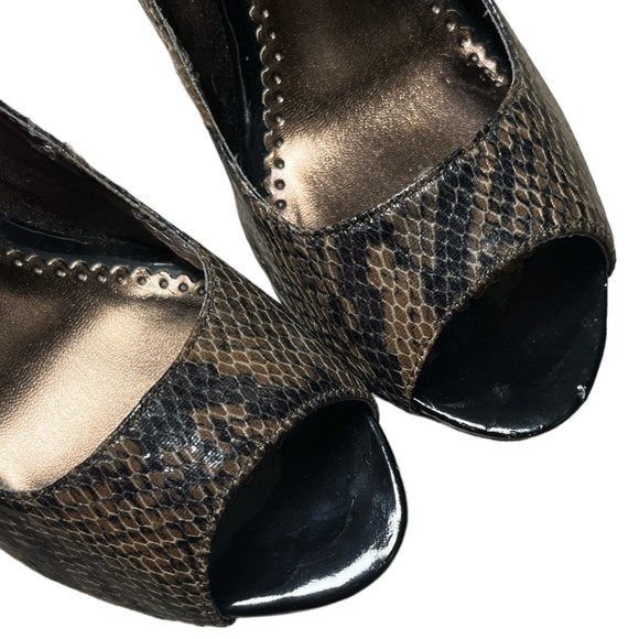 Rampage Womens Gracee Peep Toe 4" Platform Pump Heel Black Snakeprint Shoe - Picture 11 of 13